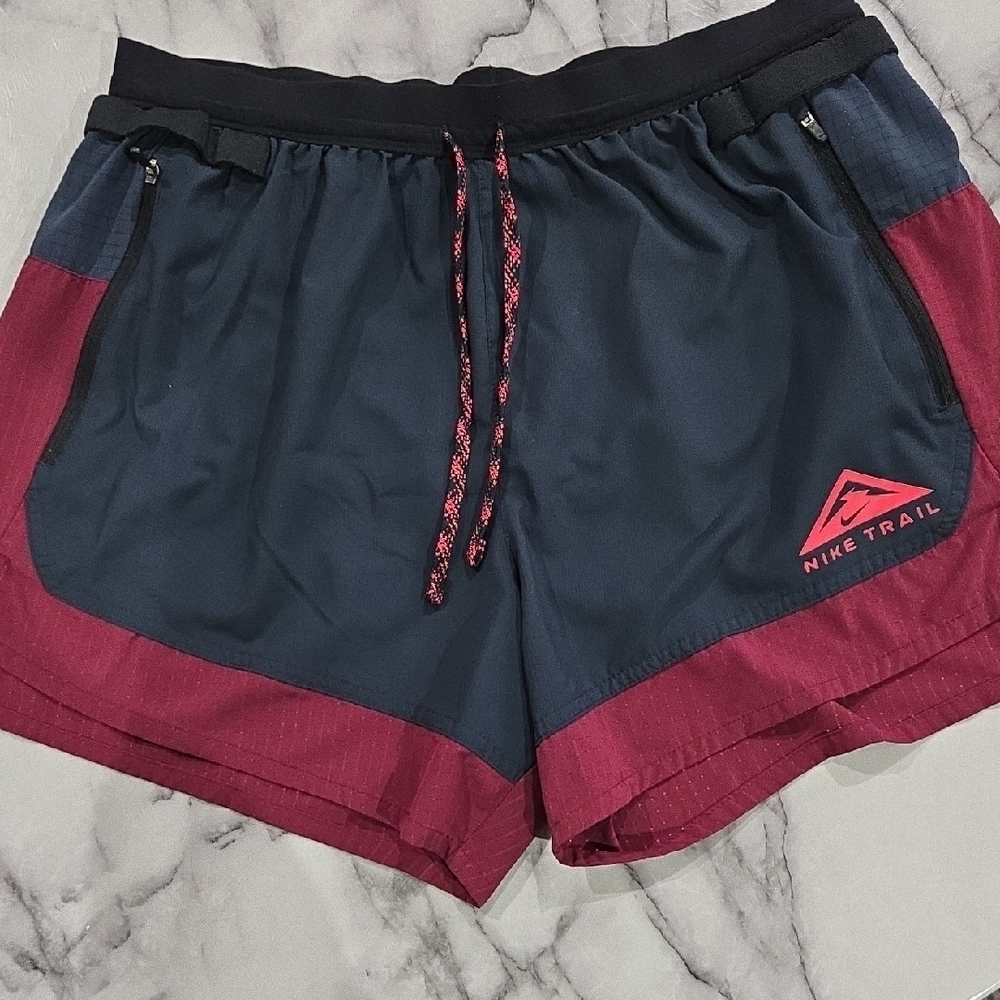 Nike Trail Running Shorts - Dark Blue and Burgundy